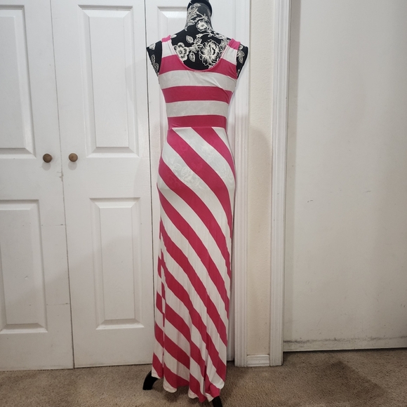 Bebe Pink And White Striped Wrap Maxi Dress S - Picture 6 of 9